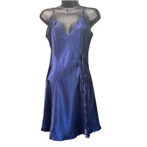 Fredericks Of Hollywood Navy Satin Nightgown Chemise Lingerie